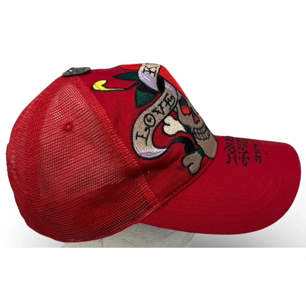 Vtg Ed Hardy Christian Audigier Trucker Hat Skull Snapback Love Kills Slowly Y2K